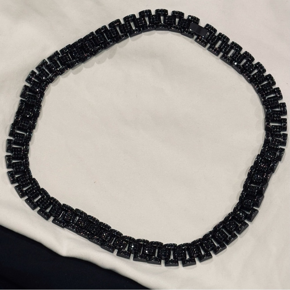 AJ USA Iced Out Black Rhodium Plated Stainless Steel Presidential Link 24in NWT